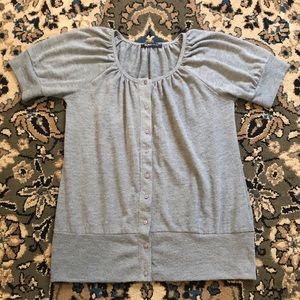 Romy Gray Short Sleeve Button Up Cardigan size XL